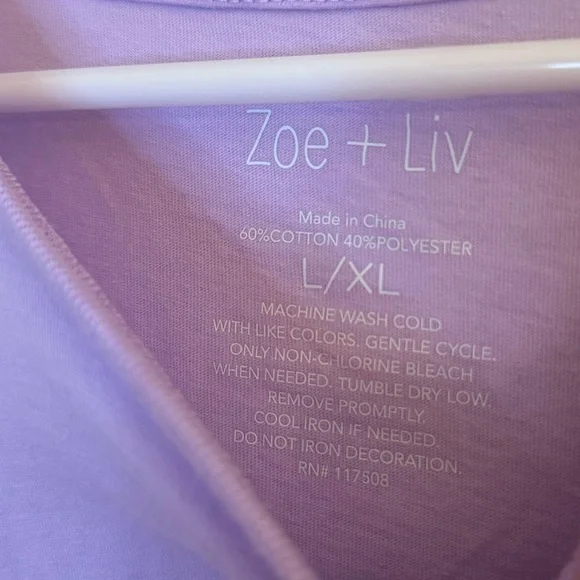 Zoe + Liv Lavender Graphic Tee NWT Size L/XL - Picture 4 of 4